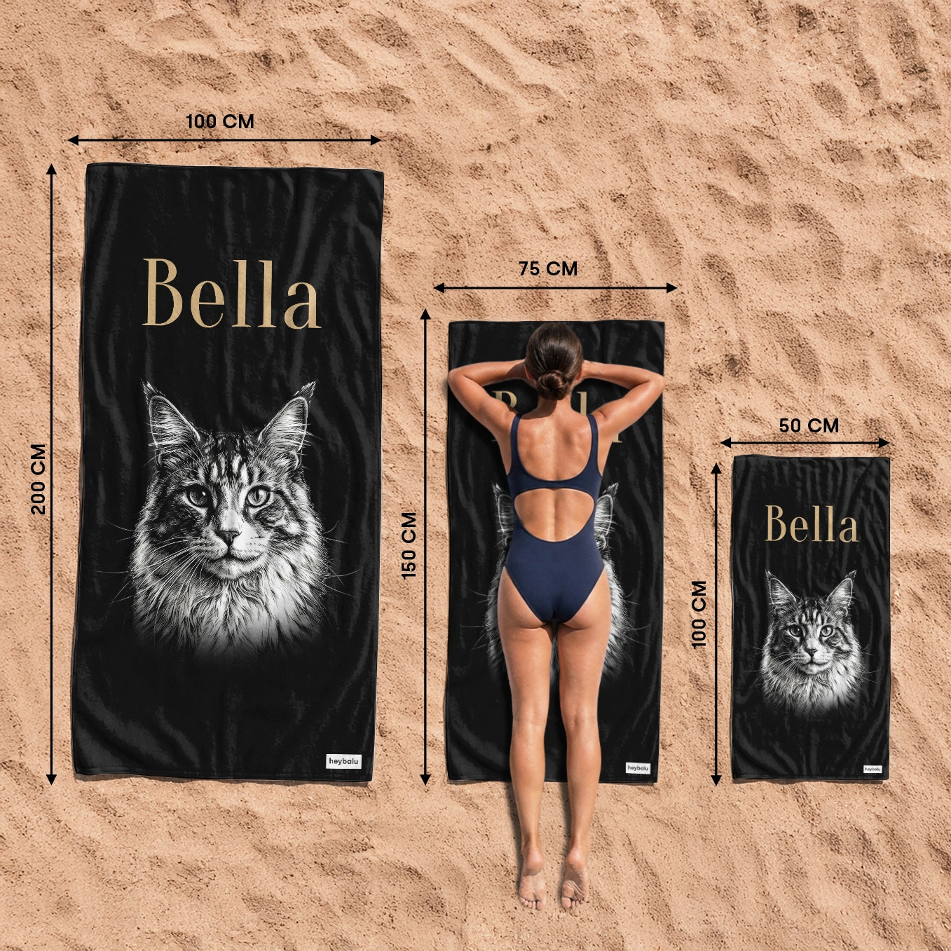 Personalisiertes Badehandtuch "Katze Retro"