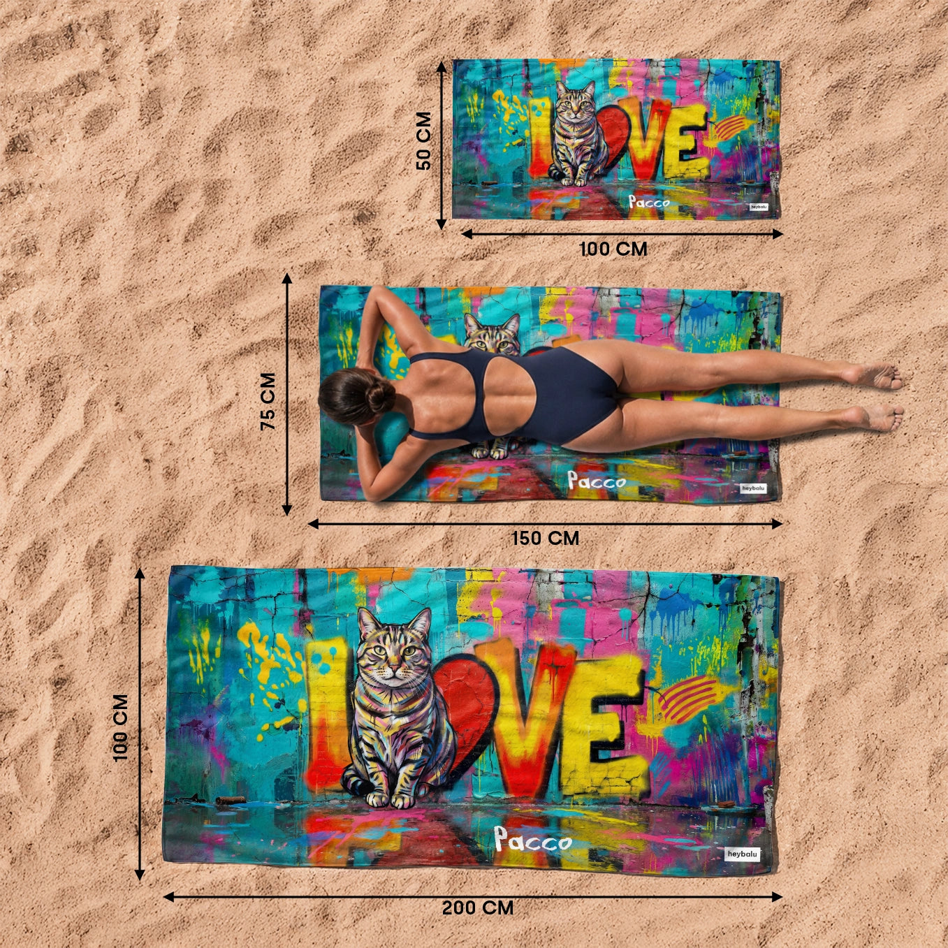 Personalisiertes Badetuch "Love Katze"