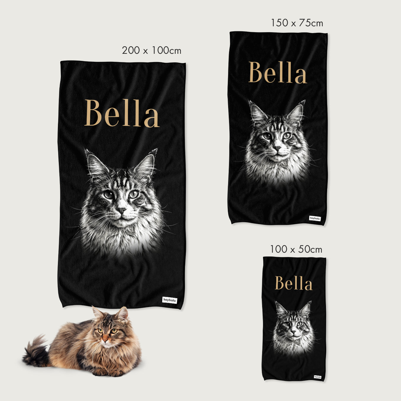 Personalisiertes Badehandtuch "Katze Retro"