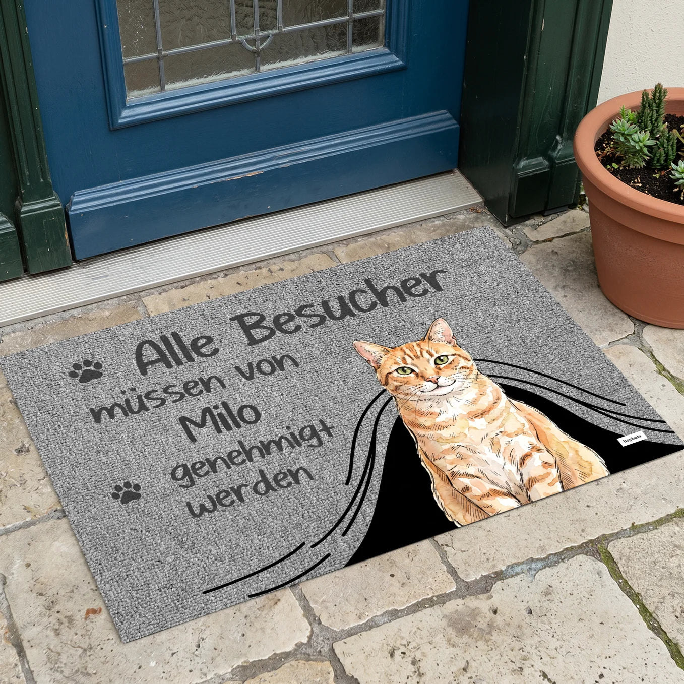Personalisierte Fußmatte "Besuch genehmigt Katze"
