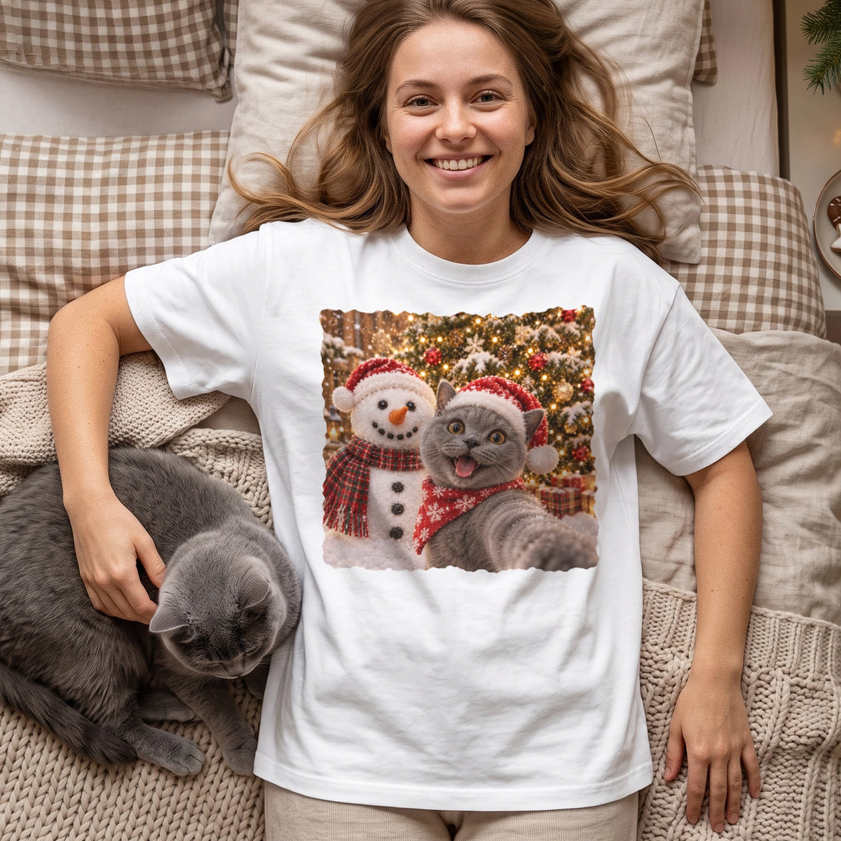 Personalisiertes Oversized T-Shirt "Hund Weihnachten" mit Foto