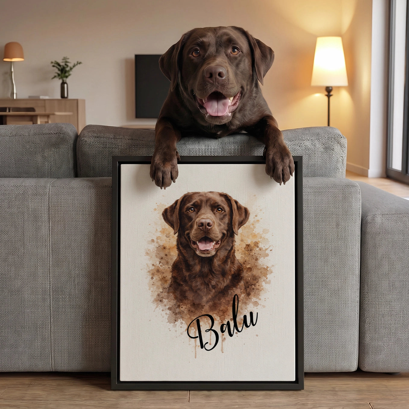 Personalisierte Leinwand "Wasserfarben Hund"