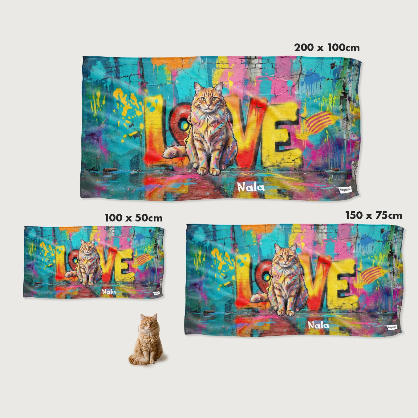 Personalisiertes Badetuch "Love Katze"