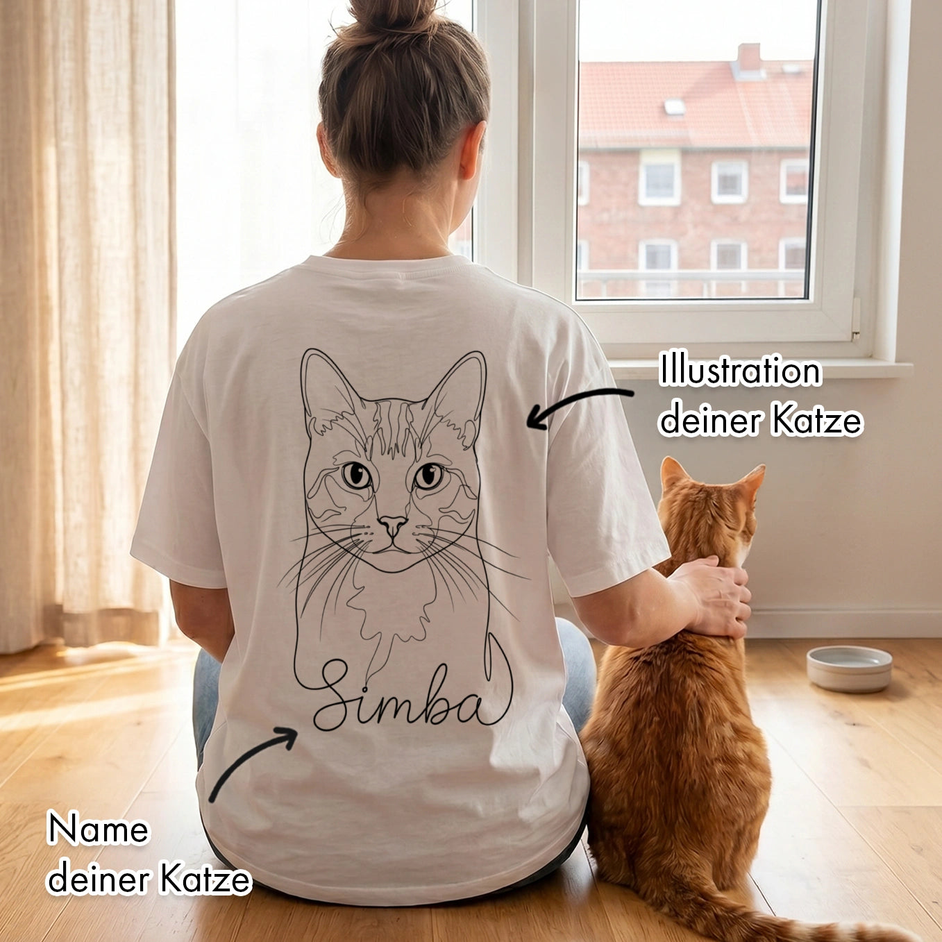 Personalisiertes Oversized Shirt "Cat Mom" mit Ärmeldruck