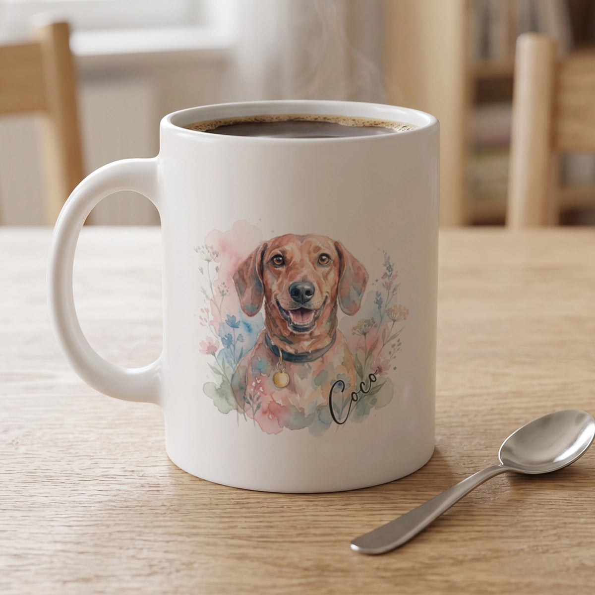 Personalisierte Tasse "Wasserfarben Blumen" – personalisiertes Geschenk – Ansicht 4
