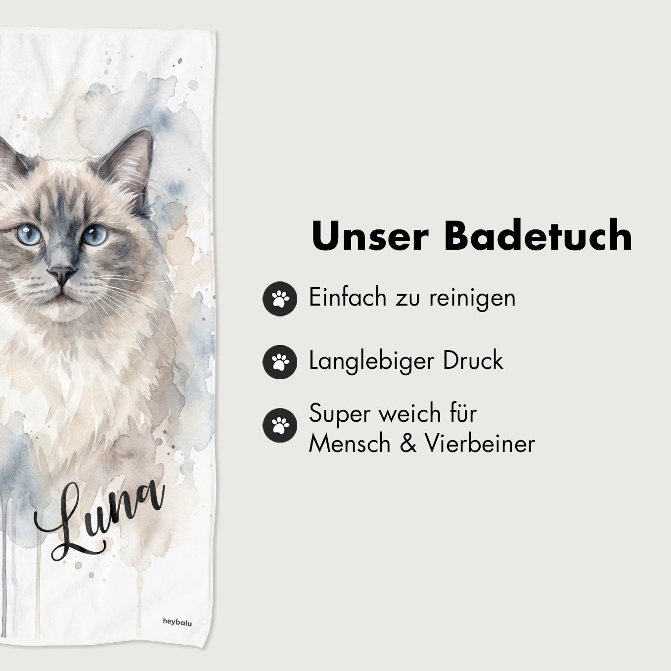Personalisiertes Badetuch "Wasserfarben Katze"