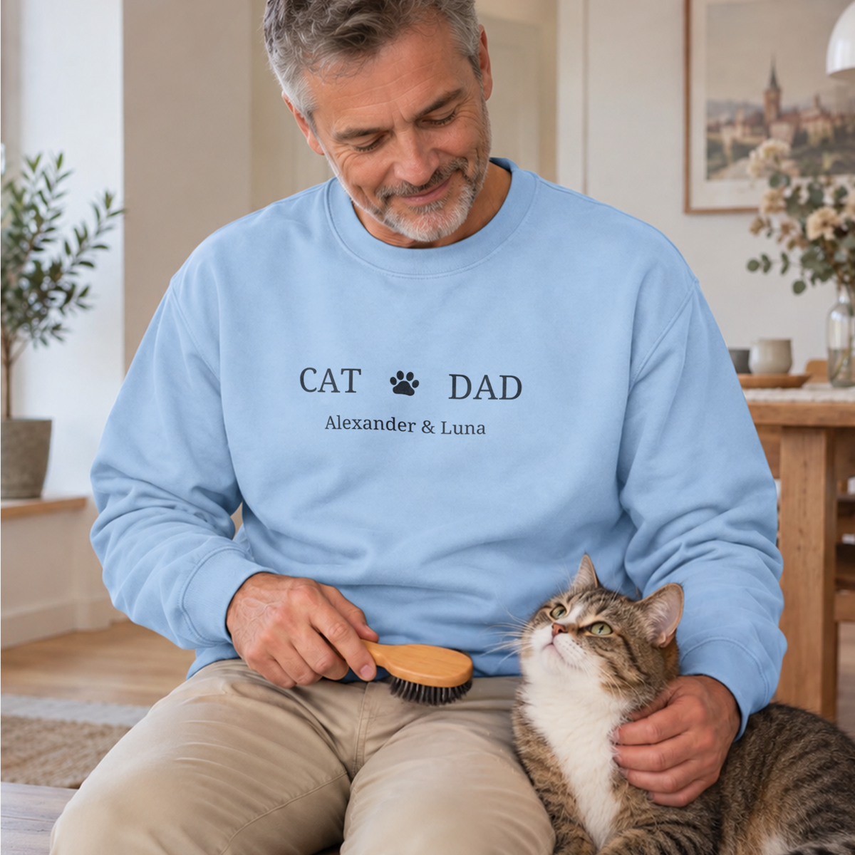 Personalisierter Sweater mit Motiv "Cat Dad"