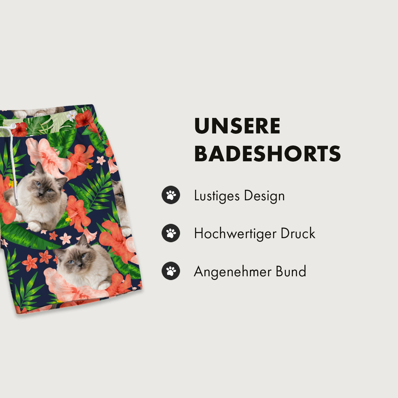 Personalisierte Badehose "Katze"