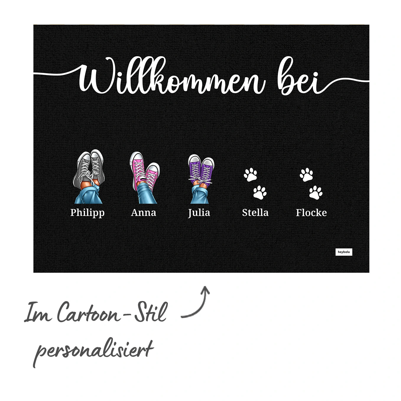 Personalisierte Fußmatte “Sneaker & Pfoten”