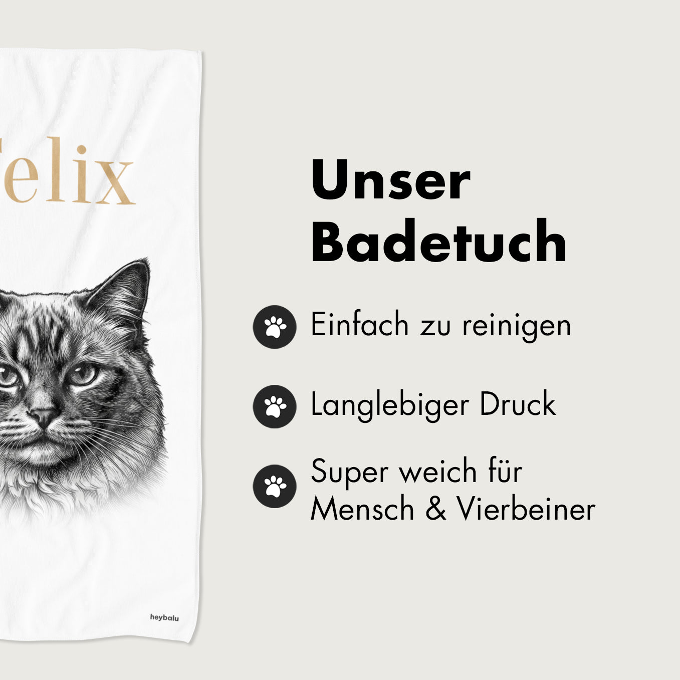Personalisiertes Badehandtuch "Katze Retro"