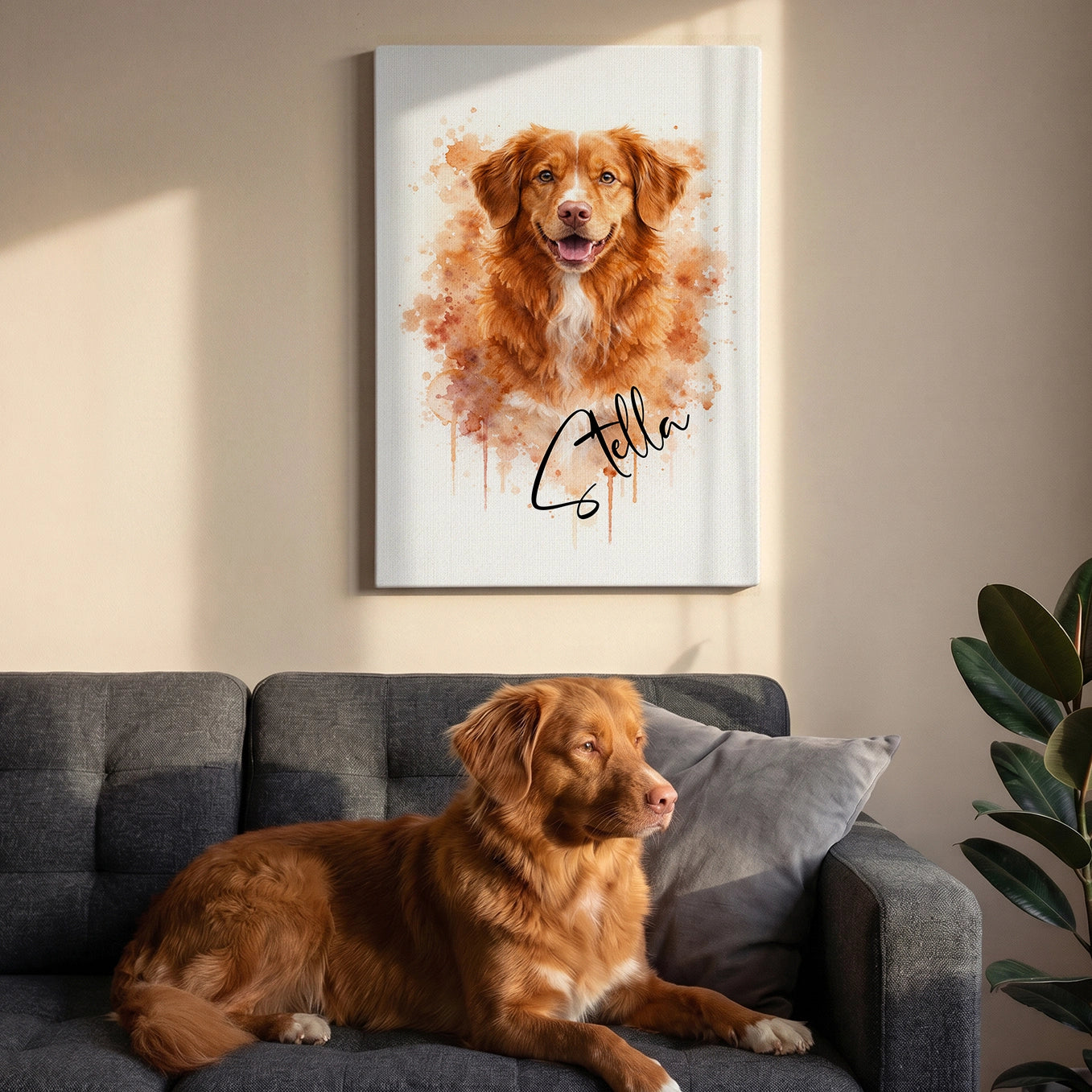 Personalisierte Leinwand "Wasserfarben Hund"