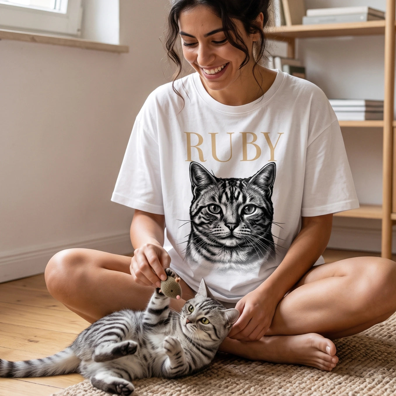 Personalisiertes T-Shirt "Katze Retro"