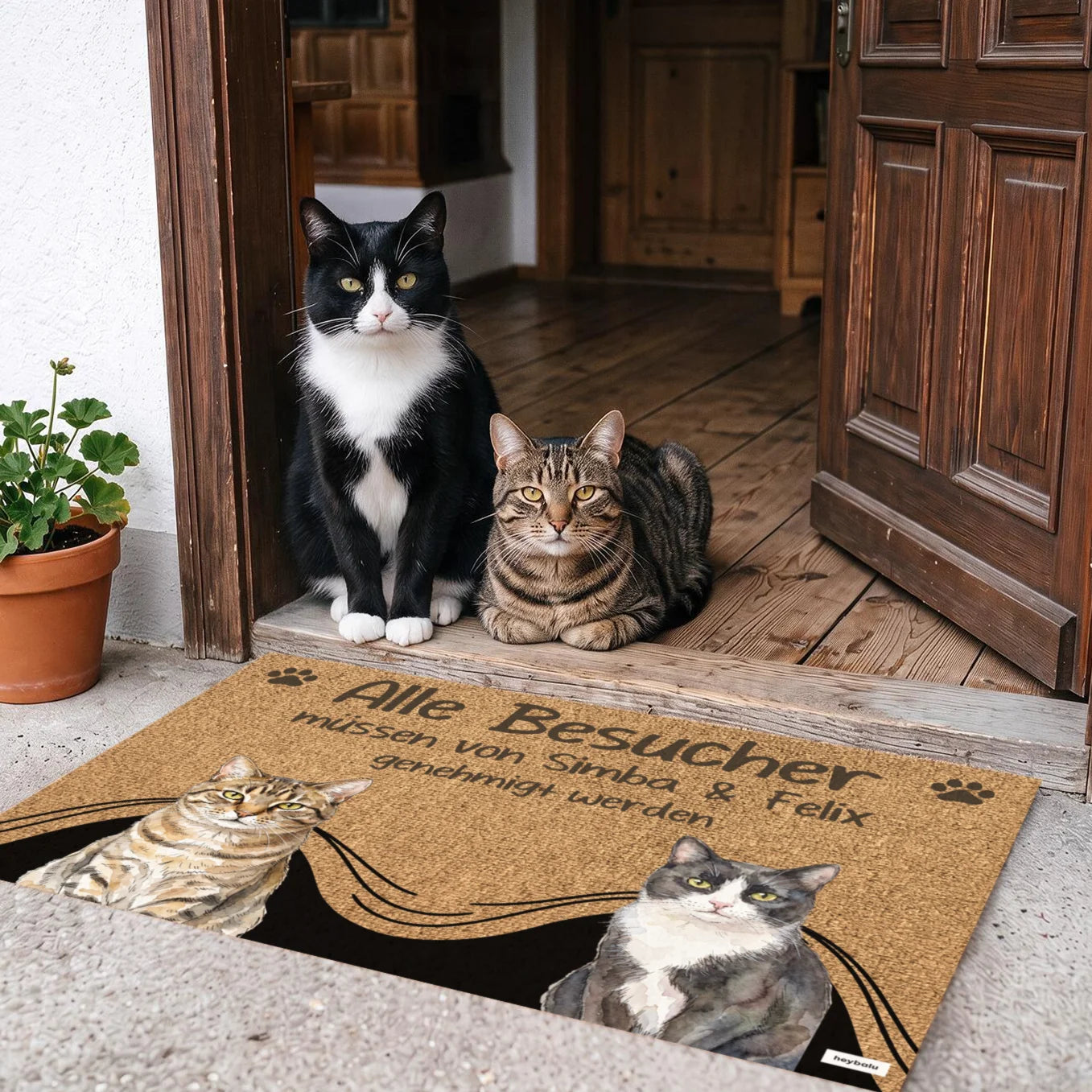 Personalisierte Fußmatte "Besuch genehmigt Katze"