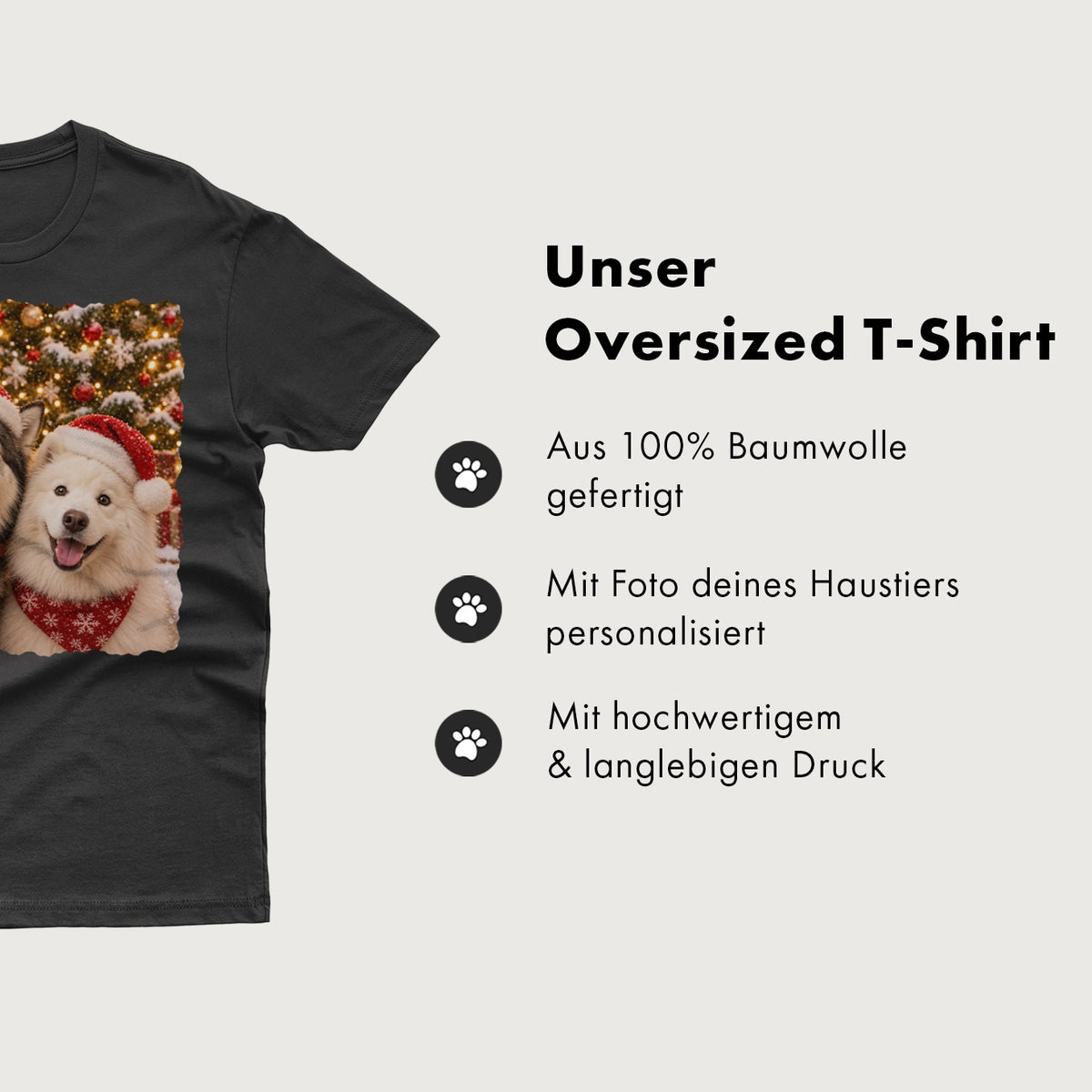 Personalisiertes Oversized T-Shirt "Hund Weihnachten" mit Foto