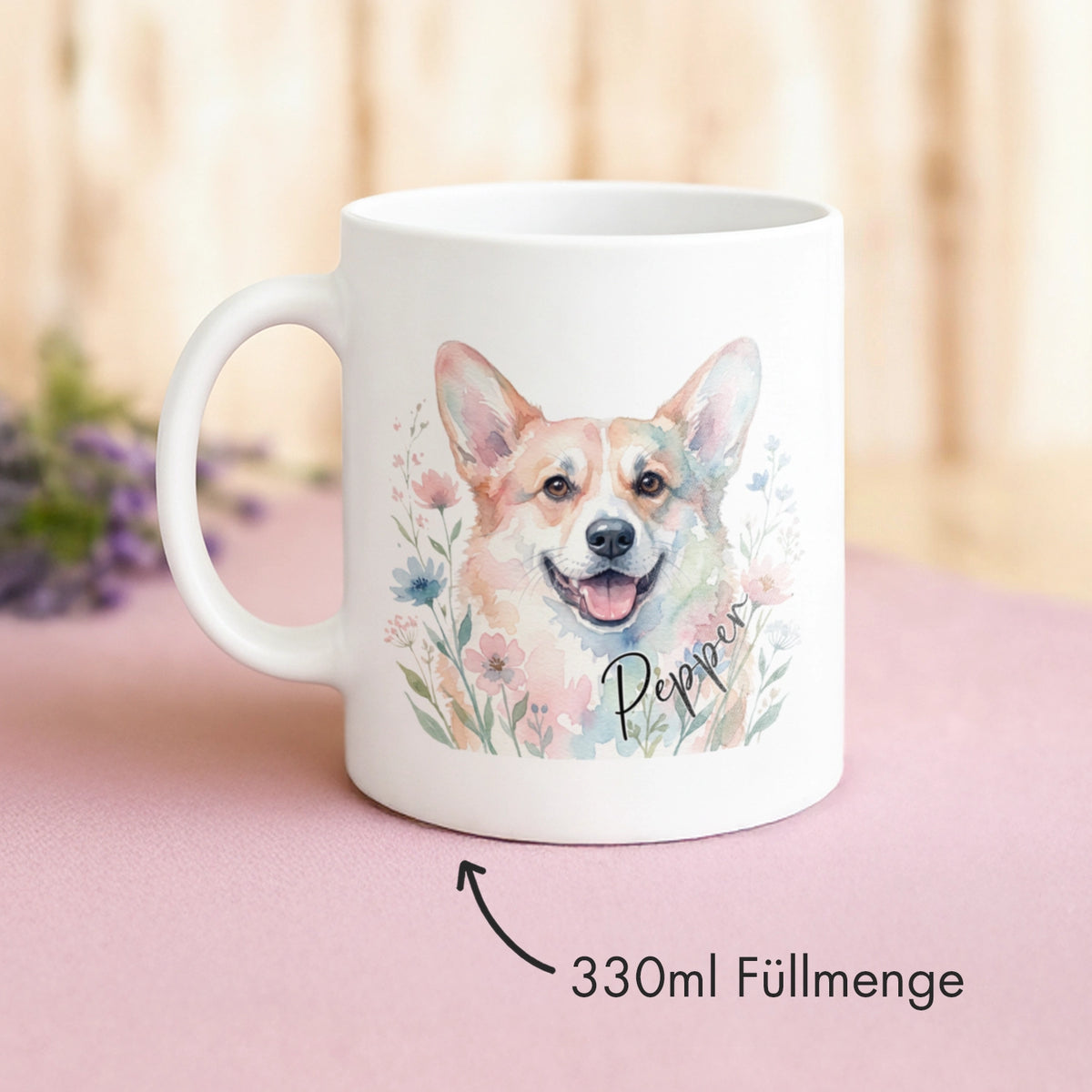 Personalisierte Tasse "Wasserfarben Blumen" – personalisiertes Geschenk – Ansicht 6