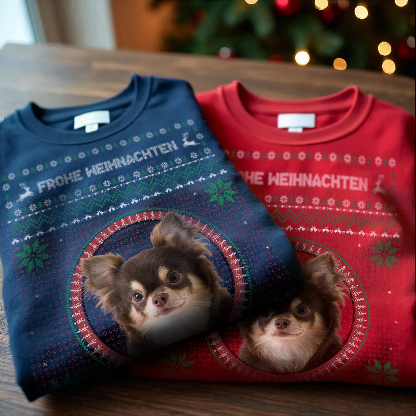 Christmas Sweater mit Foto deines Haustiers