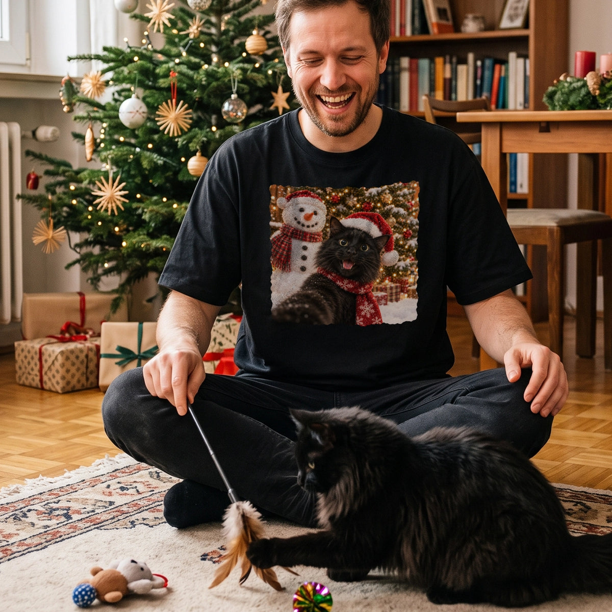 Personalisiertes Oversized T-Shirt "Hund Weihnachten" mit Foto