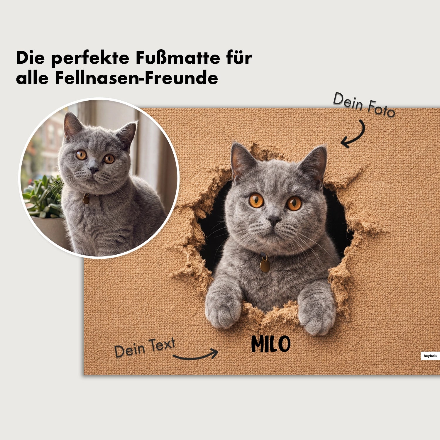 Personalisierte Fußmatte Katze "Durchbruch"