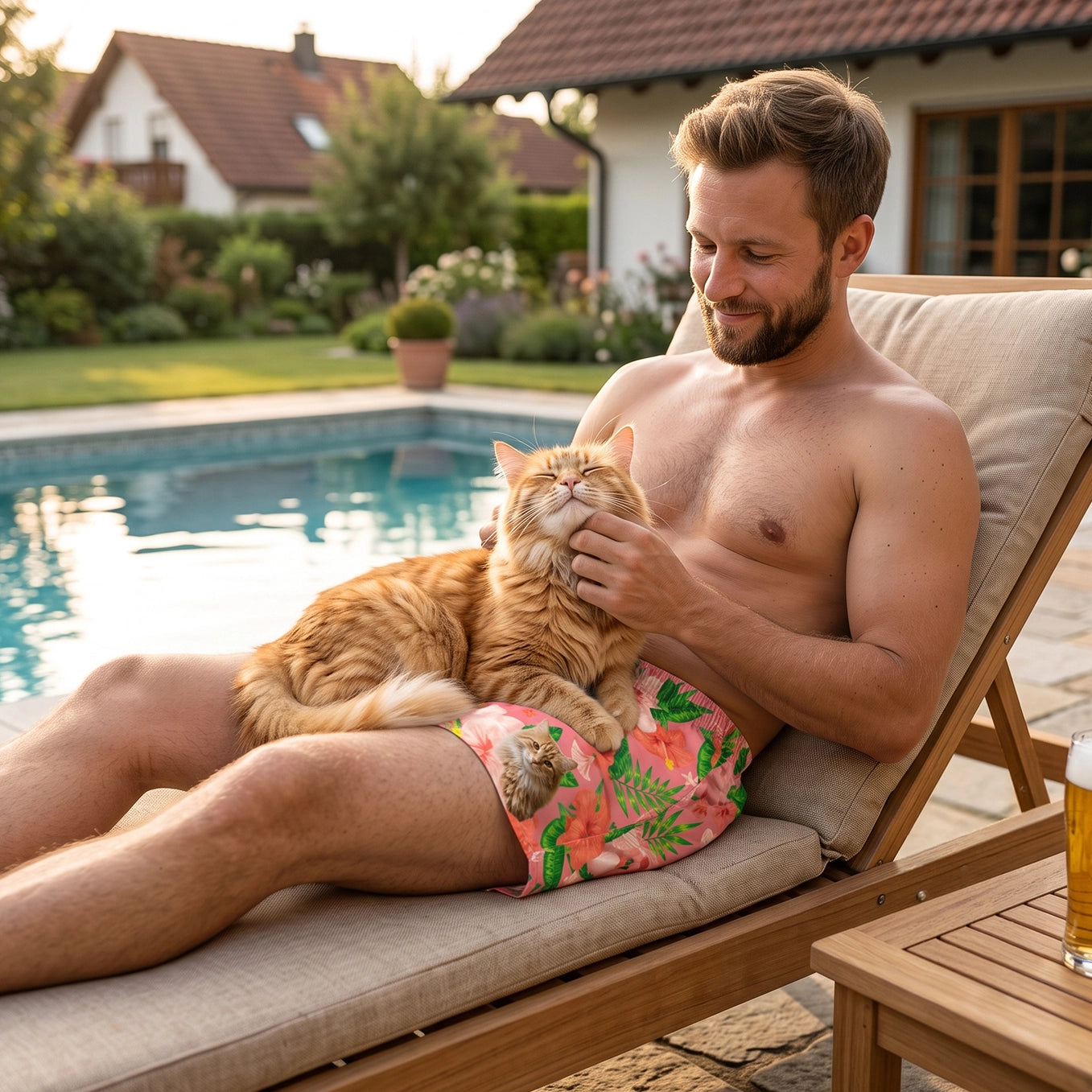 Personalisierte Badehose "Katze"