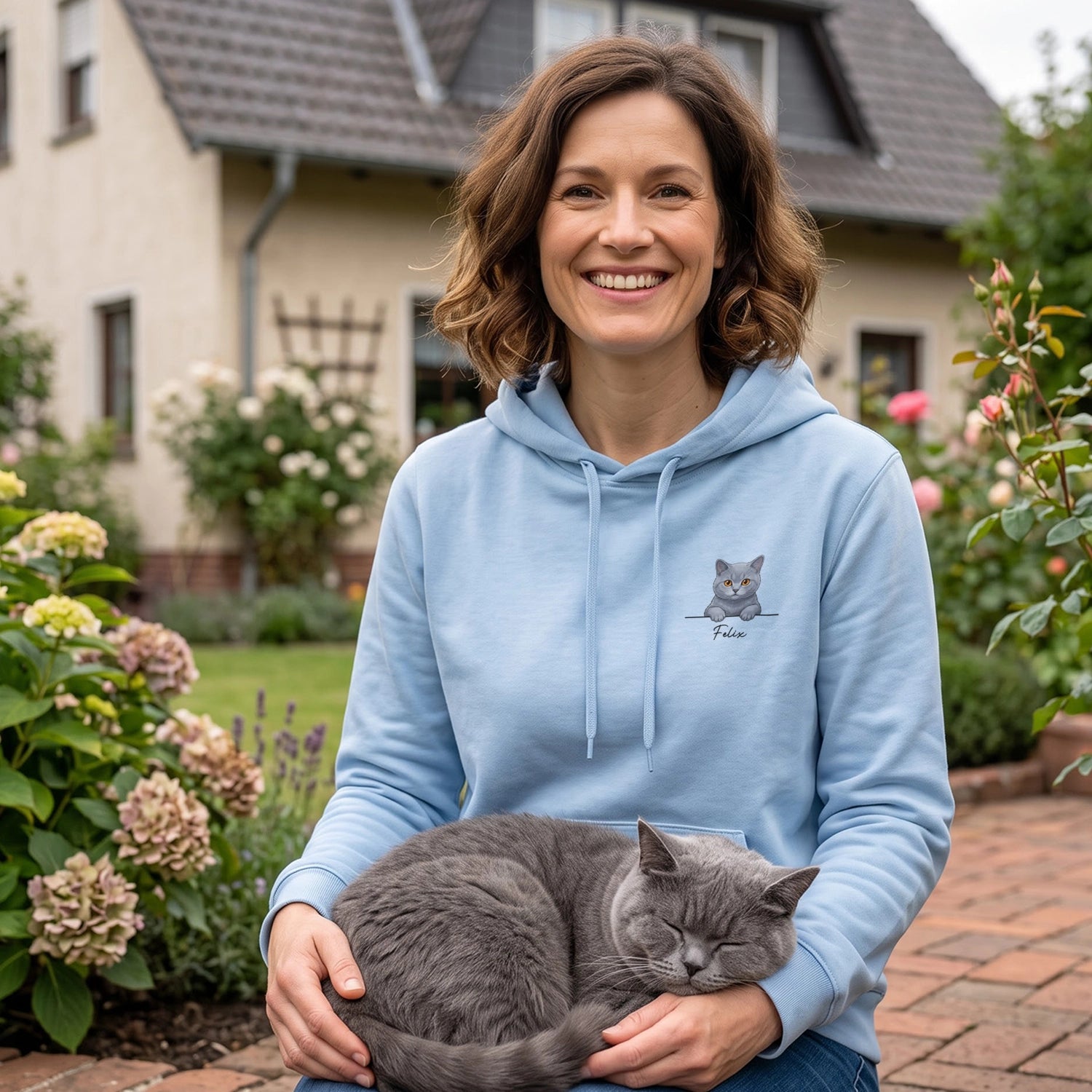 Personalisierter Hoodie "Cartoon Katze"