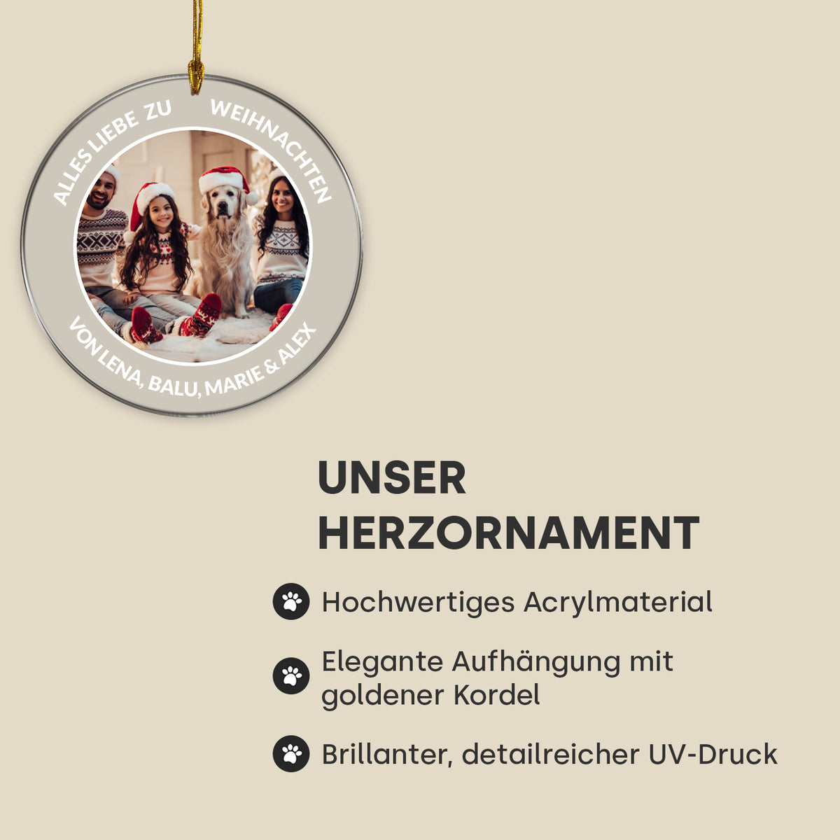 Weihnachtsbaumschmuck "Dein Foto & Text"