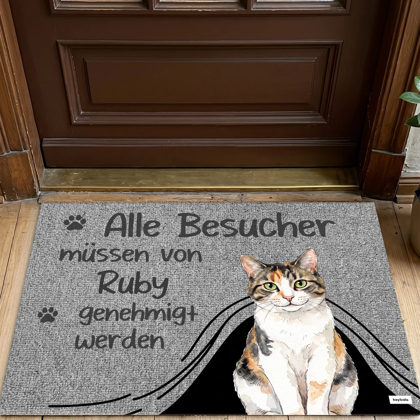 Personalisierte Fußmatte "Besuch genehmigt Katze"