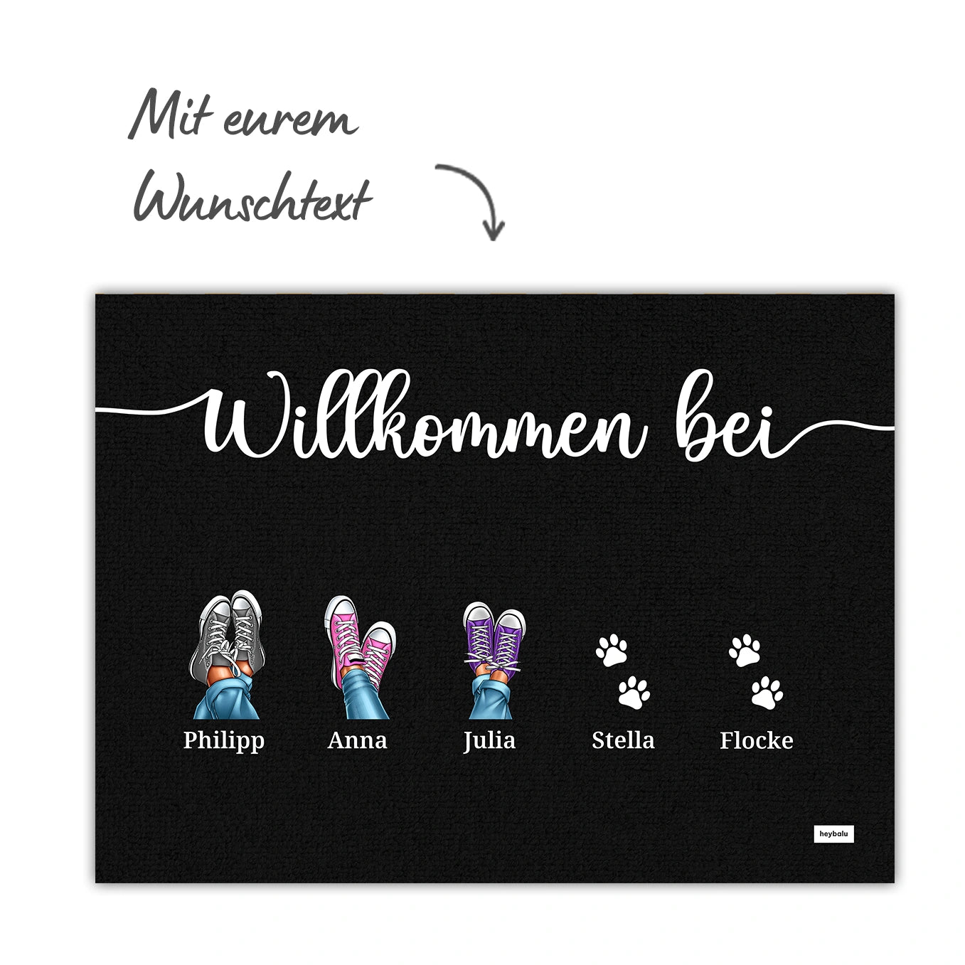 Personalisierte Fußmatte “Sneaker & Pfoten”