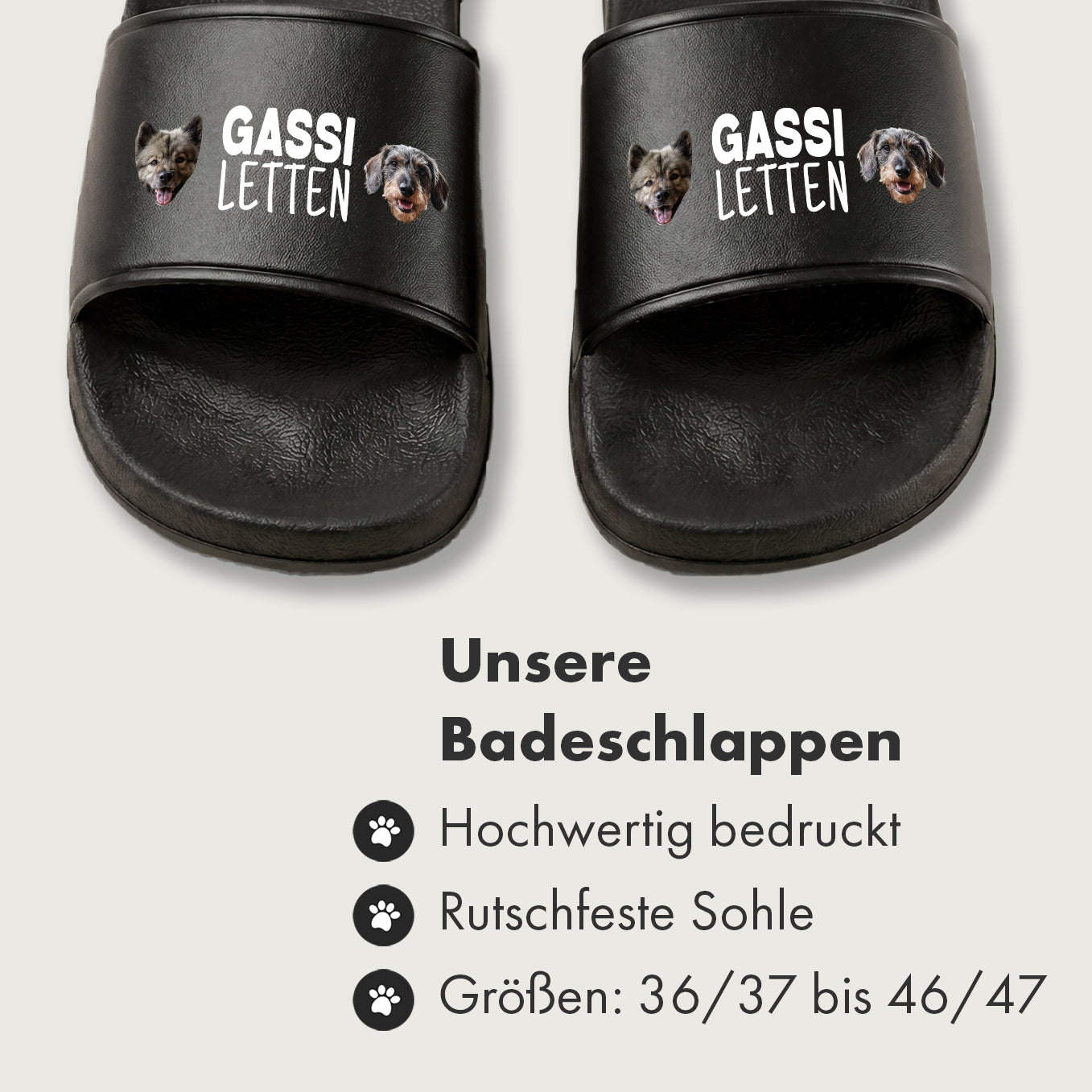 Personalisierte Badeschlappen "Gassiletten"