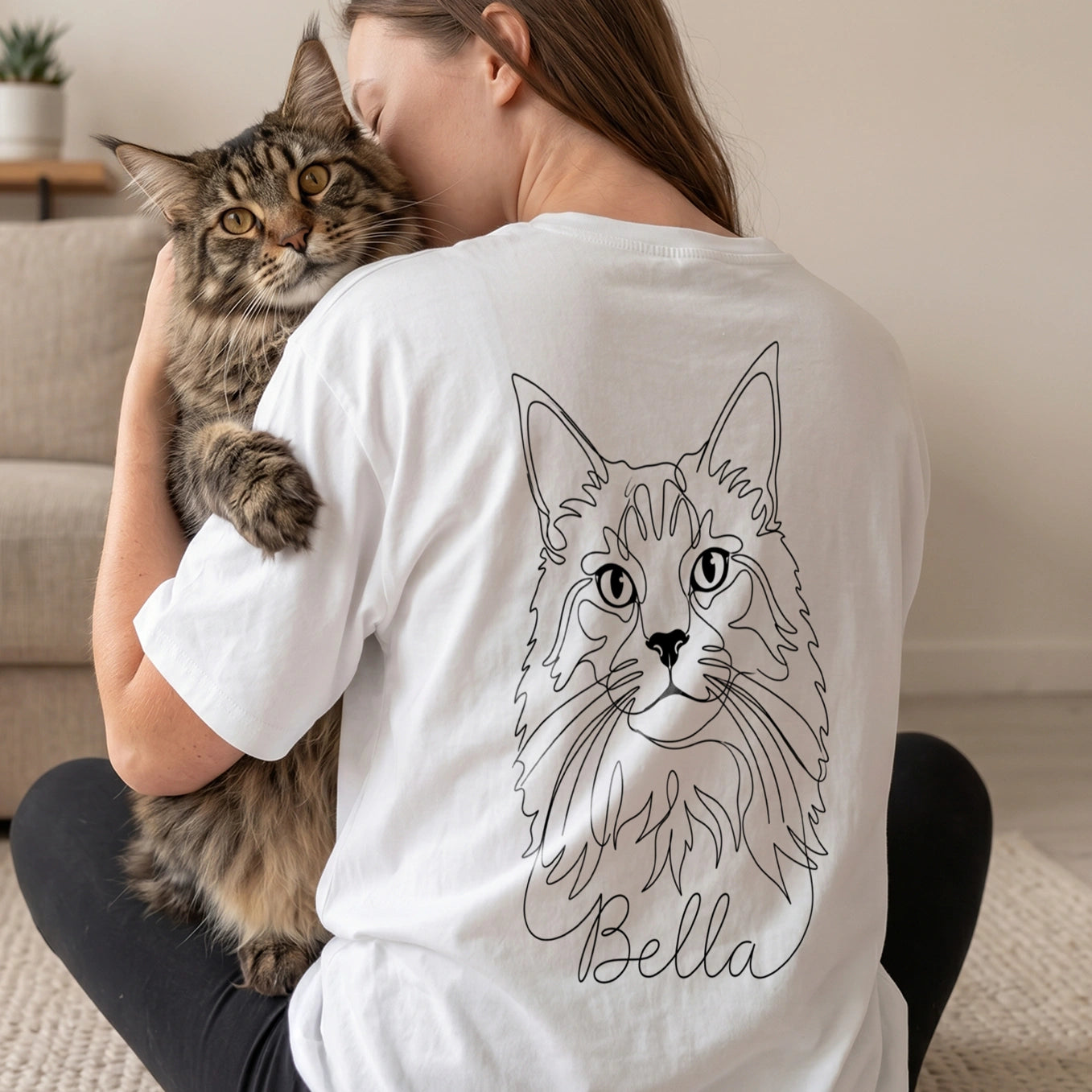 Personalisiertes Oversized Shirt "Cat Mom" mit Ärmeldruck
