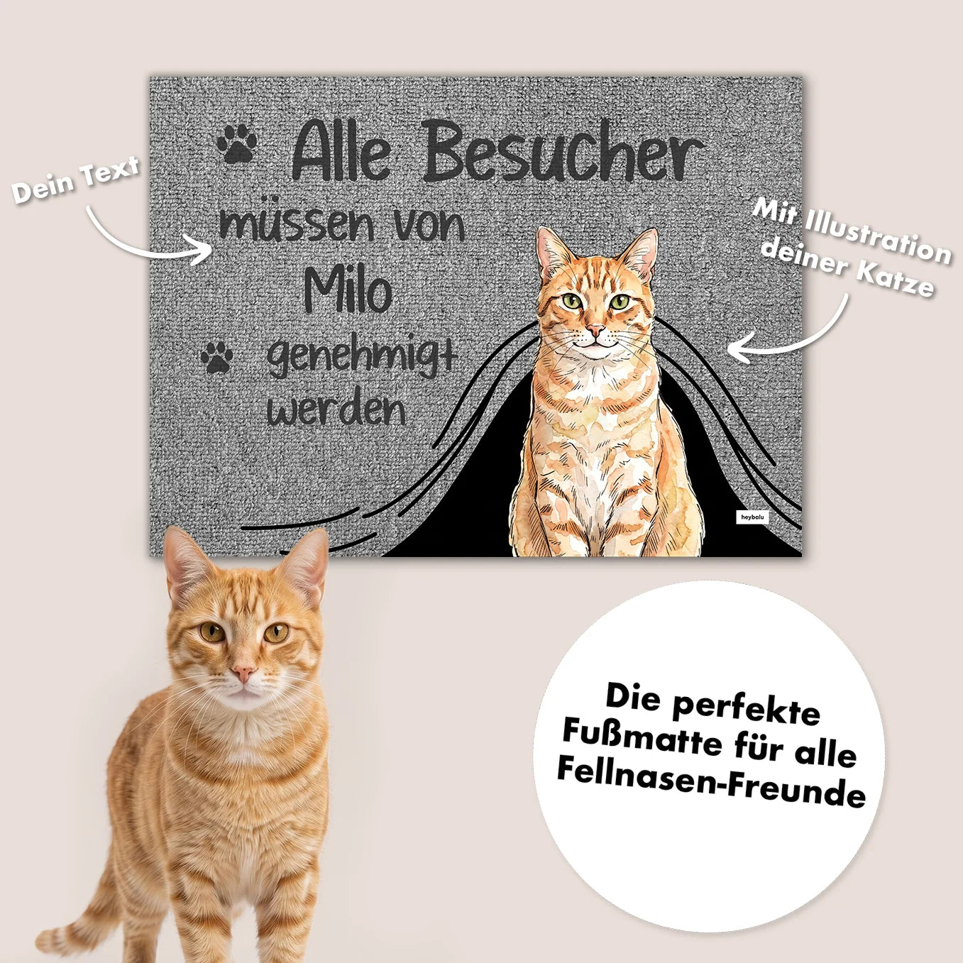 Personalisierte Fußmatte "Besuch genehmigt Katze"