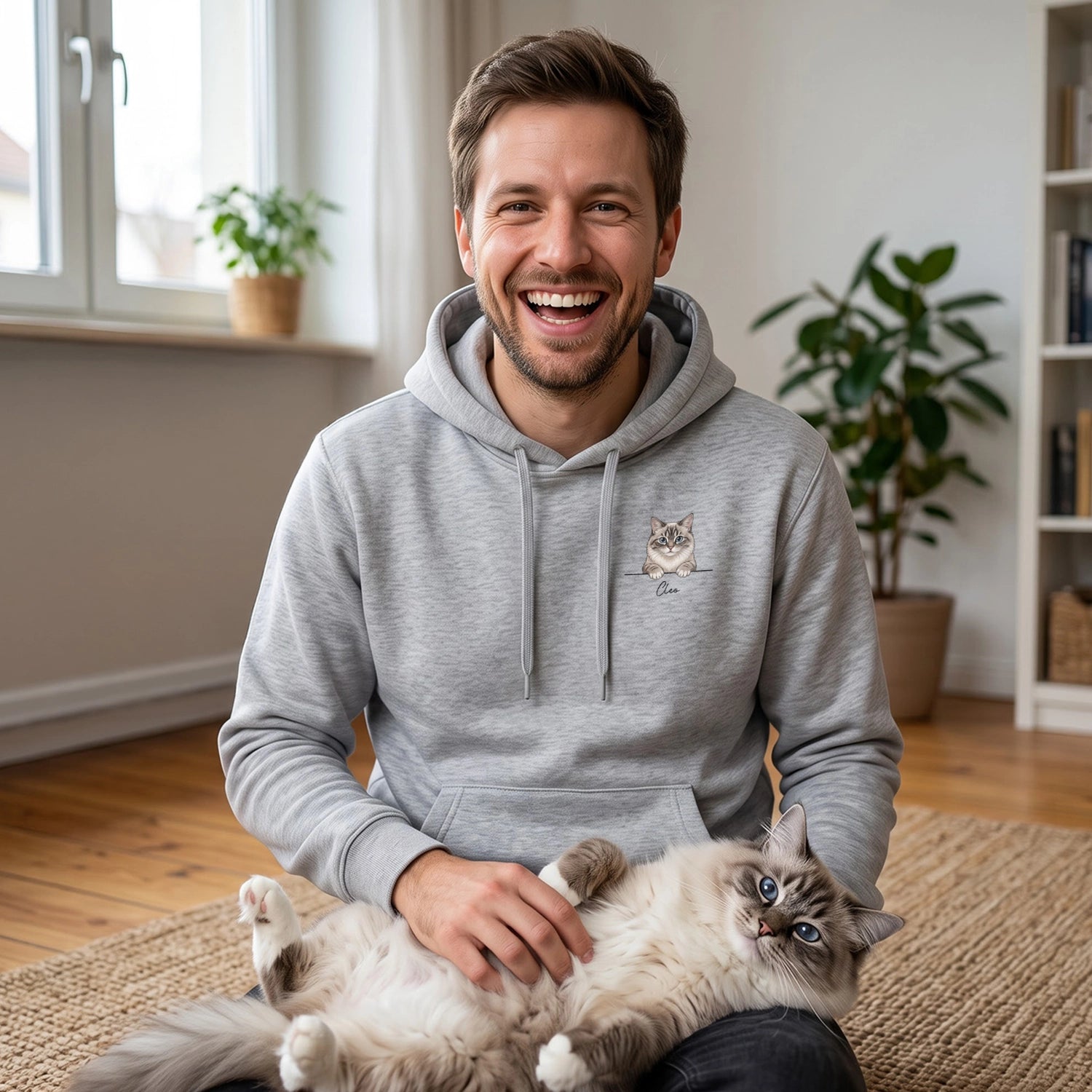 Personalisierter Hoodie "Cartoon Katze"