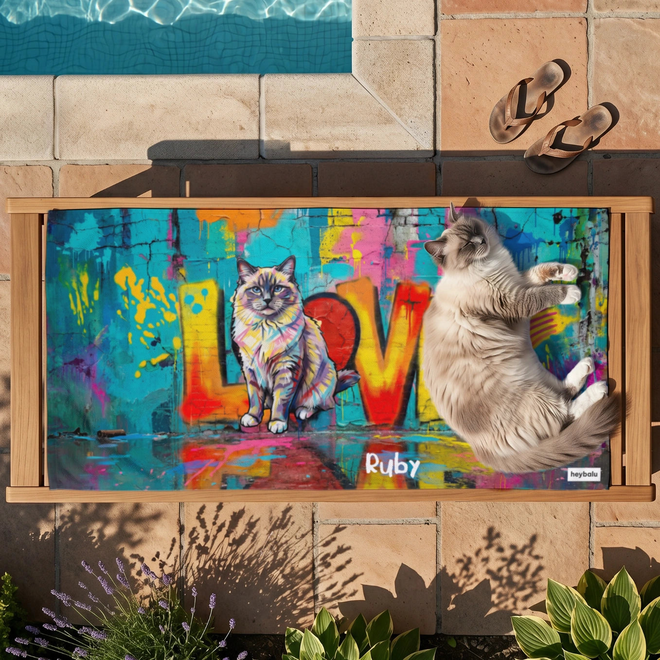 Personalisiertes Badetuch "Love Katze"