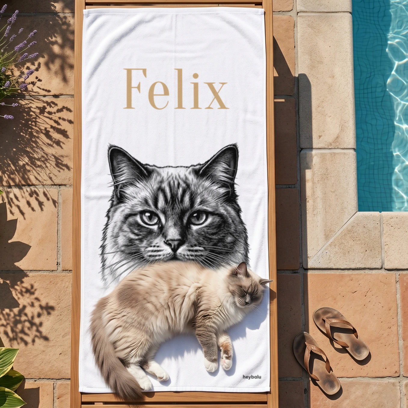Personalisiertes Badehandtuch "Katze Retro"