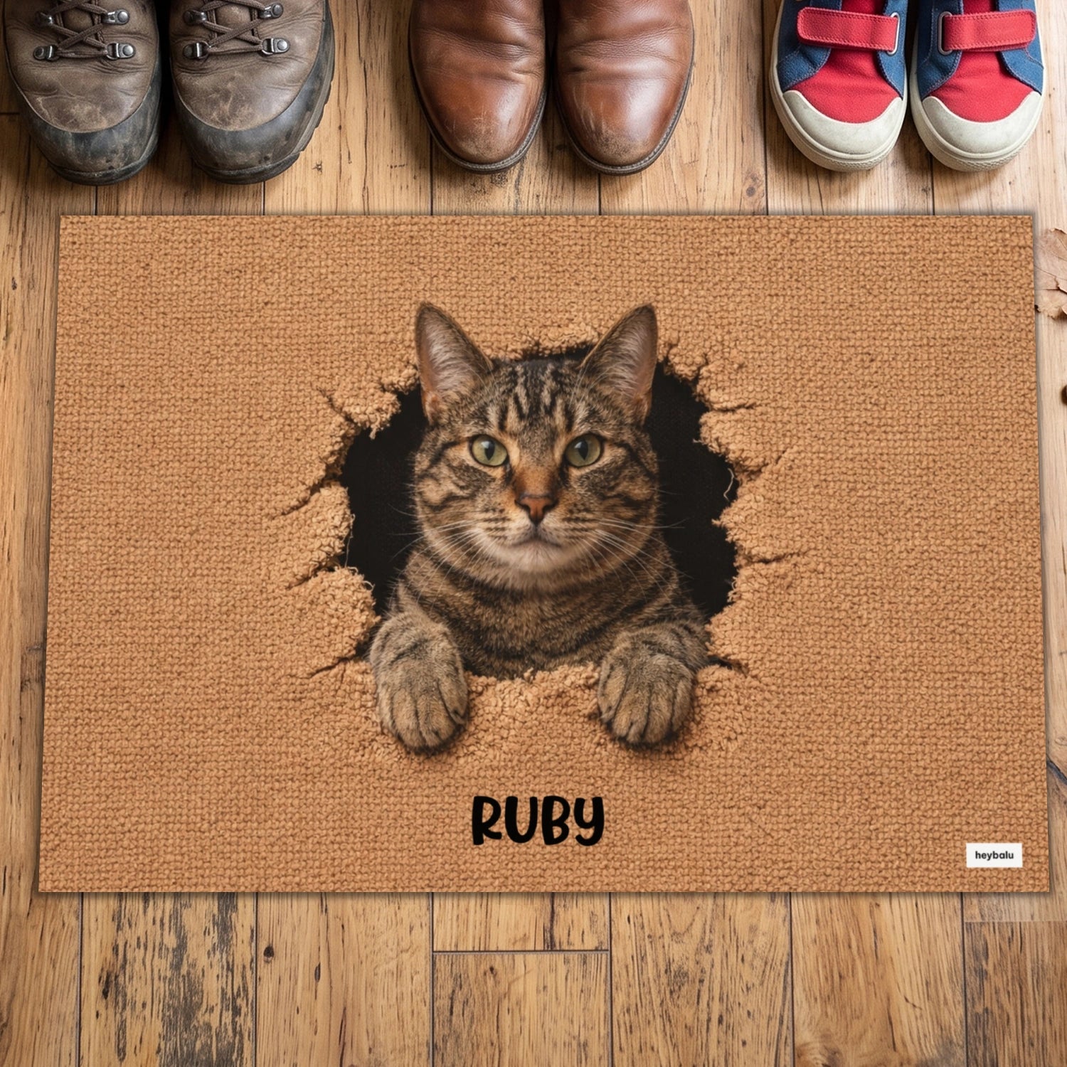 Personalisierte Fußmatte Katze "Durchbruch"