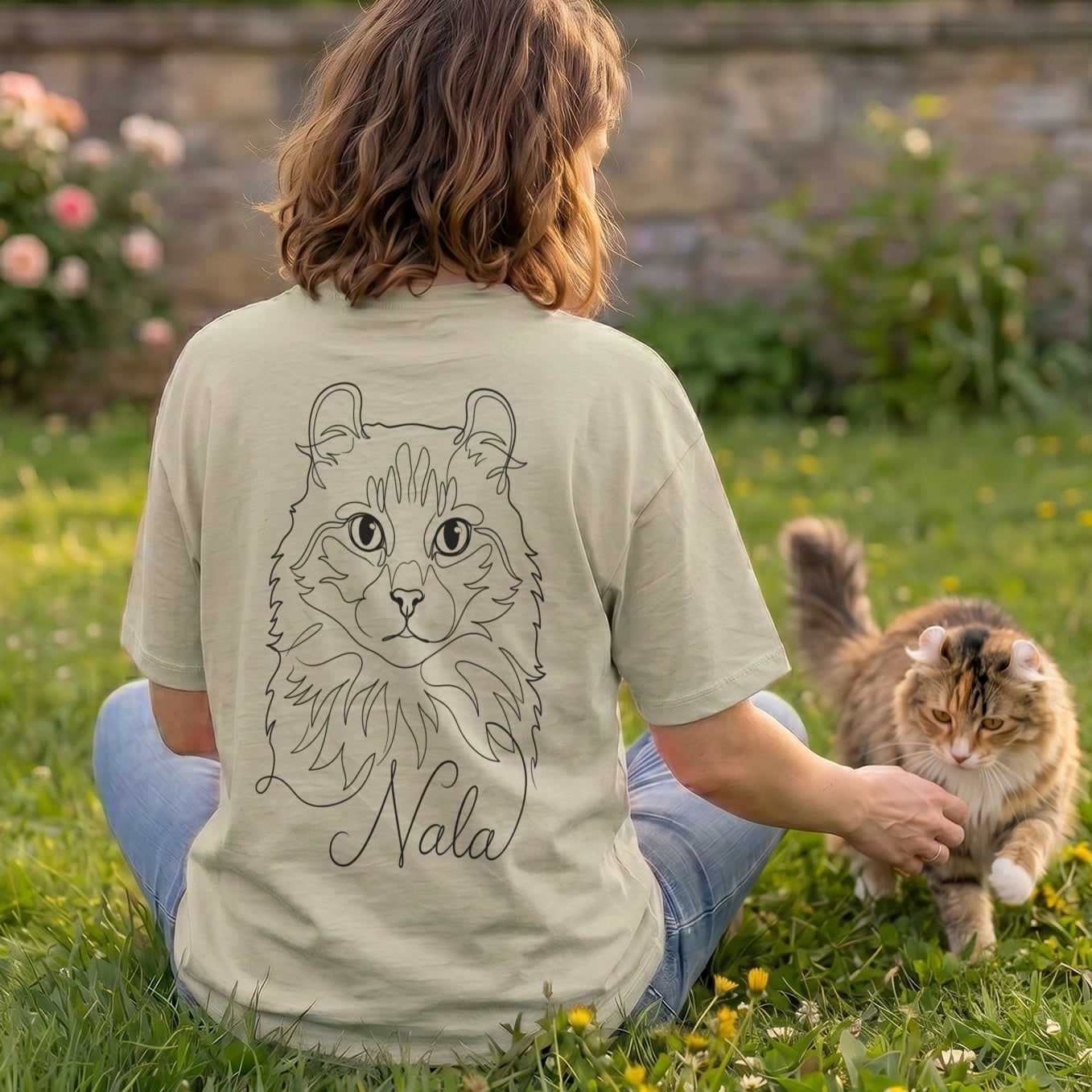 Personalisiertes Oversized Shirt "Cat Mom" mit Ärmeldruck