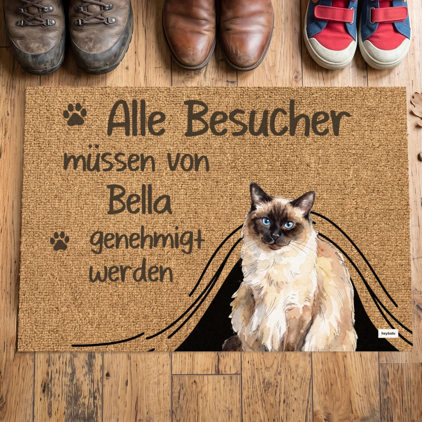 Personalisierte Fußmatte "Besuch genehmigt Katze"