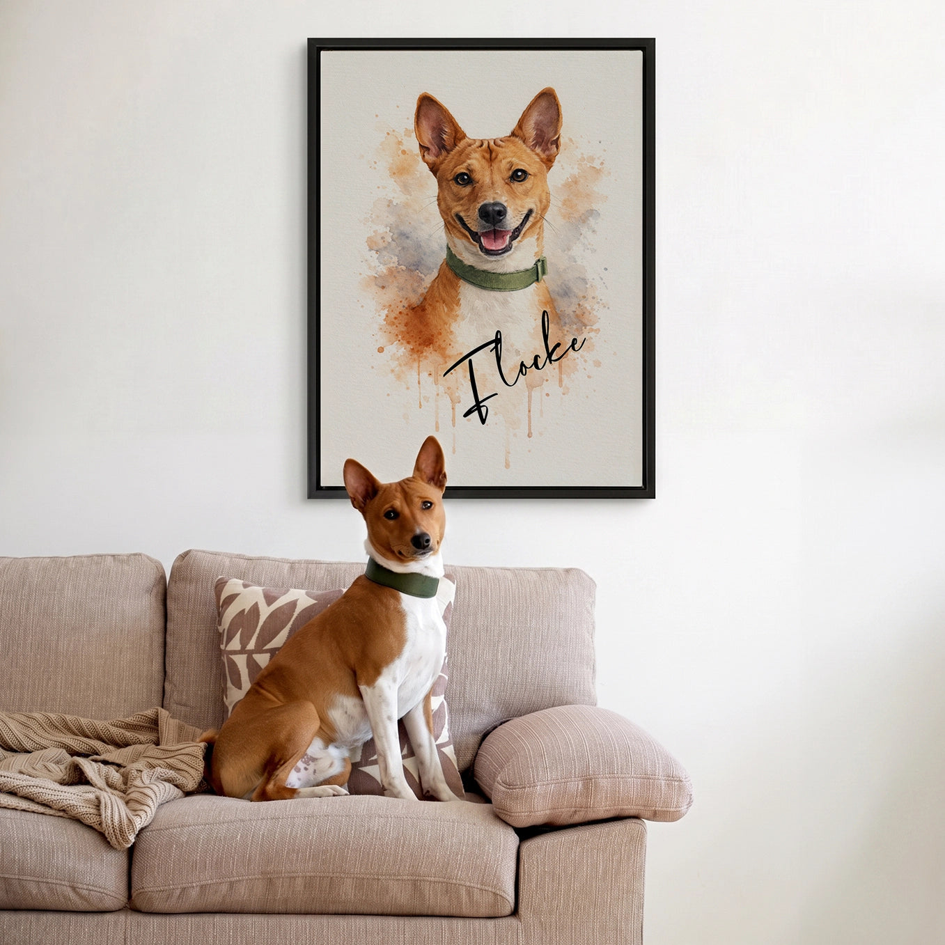 Personalisierte Leinwand "Wasserfarben Hund"