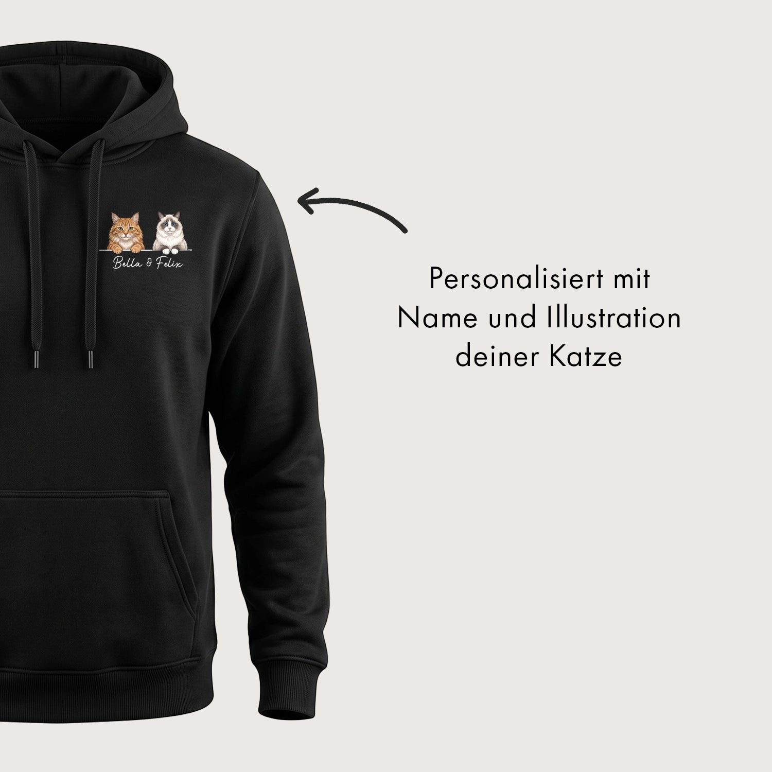 Personalisierter Hoodie "Cartoon Katze"
