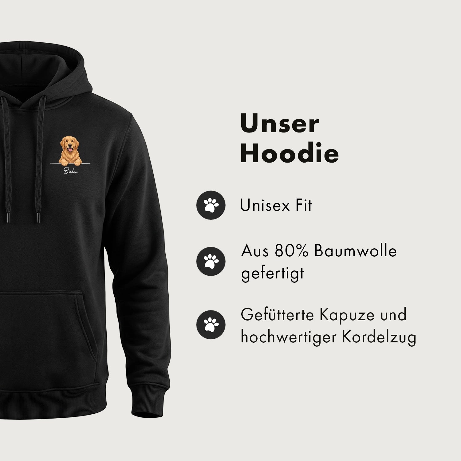 Personalisierter Hoodie "Cartoon Hund"