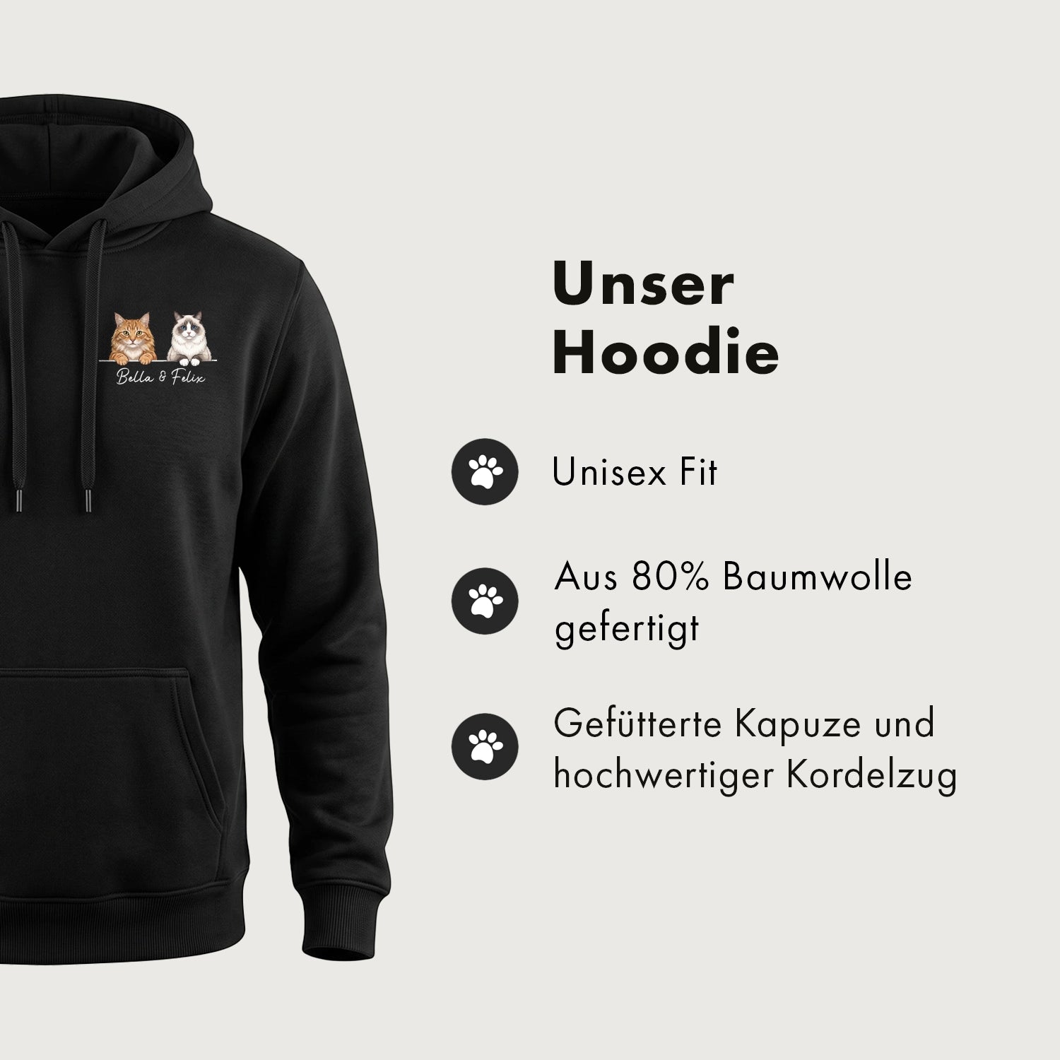 Personalisierter Hoodie "Cartoon Katze"