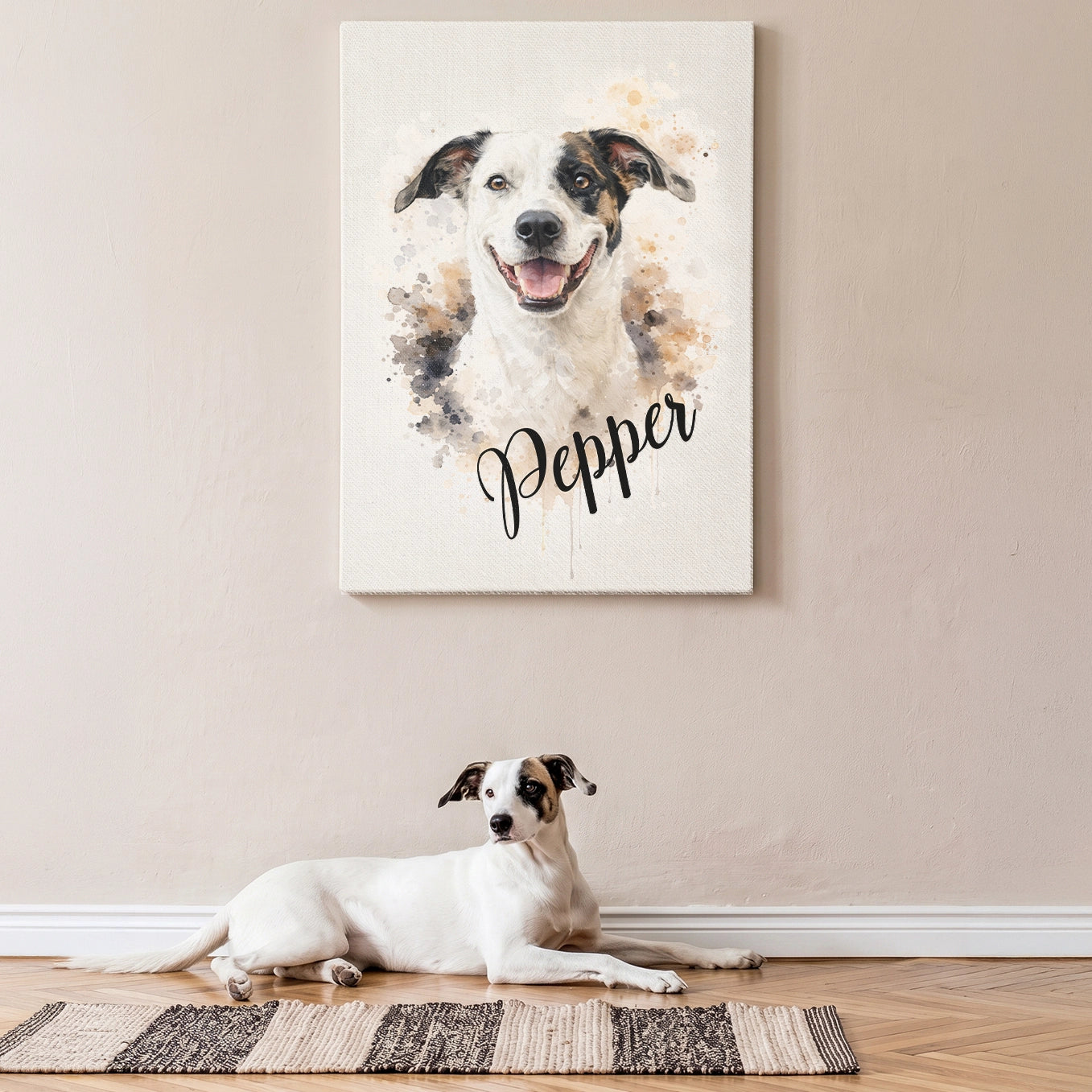 Personalisierte Leinwand "Wasserfarben Hund"