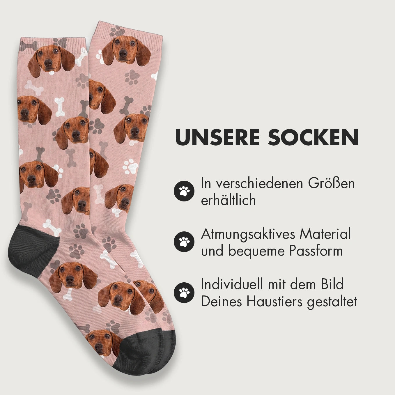 Personalisierte Socken mit deinem Haustierfoto