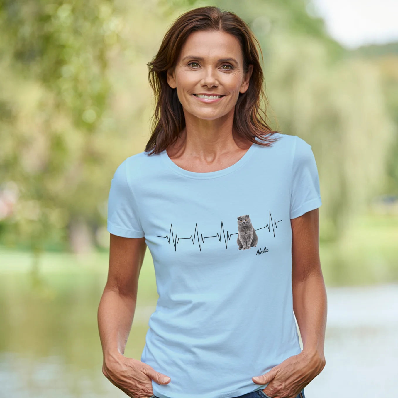 Personalisiertes T-Shirt Katze "Herzschlag"