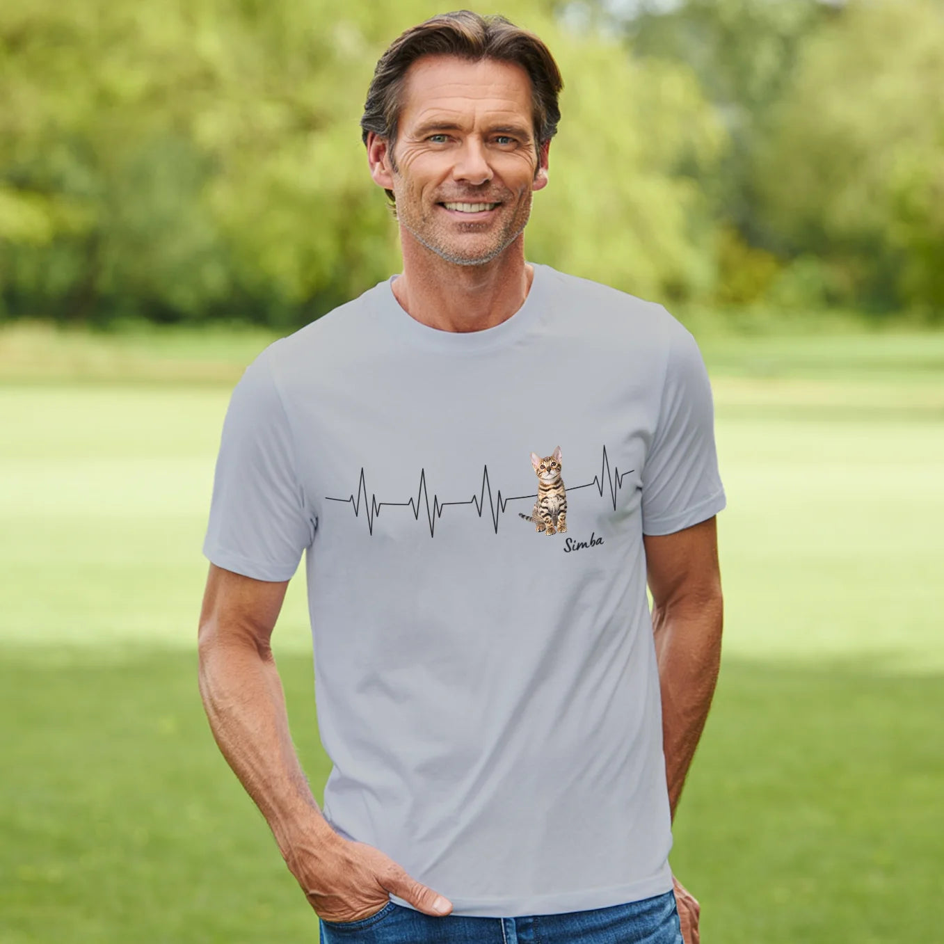 Personalisiertes T-Shirt Katze "Herzschlag"