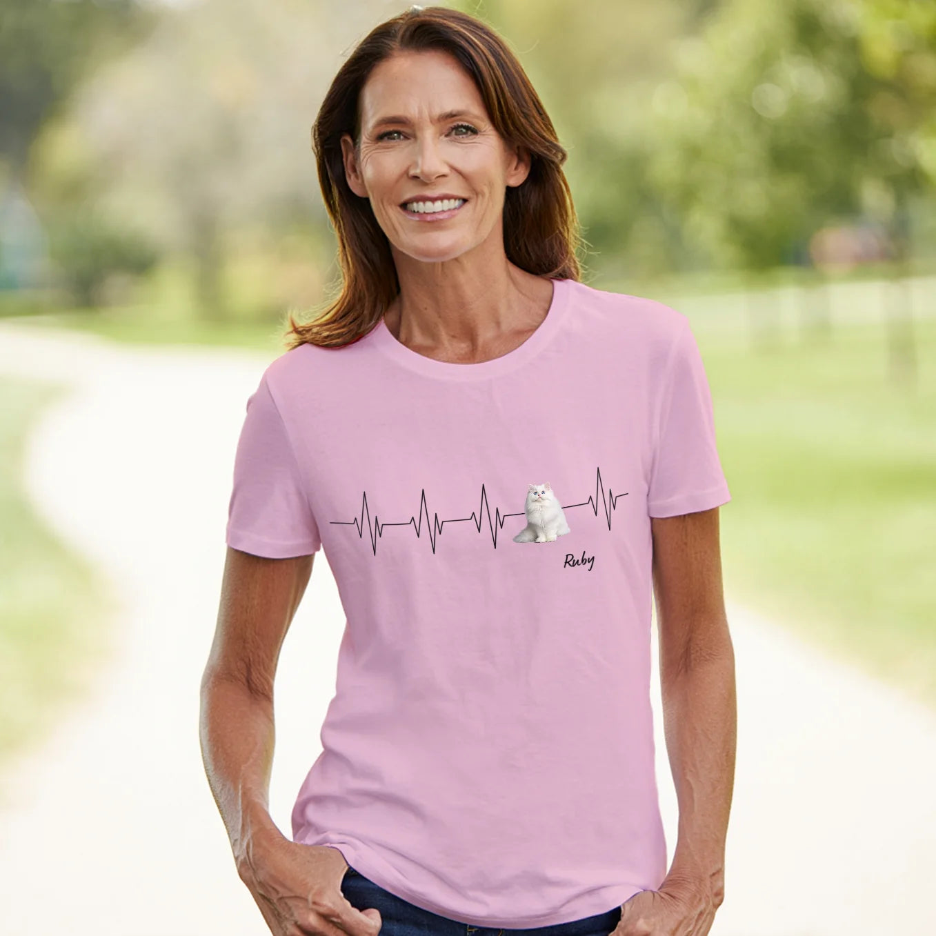 Personalisiertes T-Shirt Katze "Herzschlag"