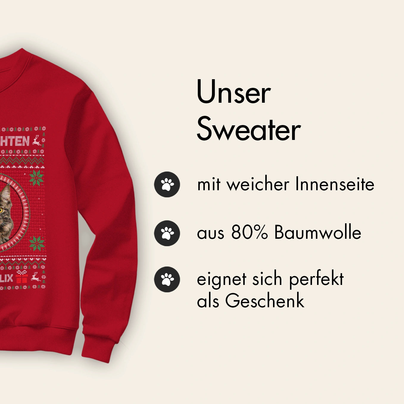 Personalisierter Christmas Sweater Foto “Katze”