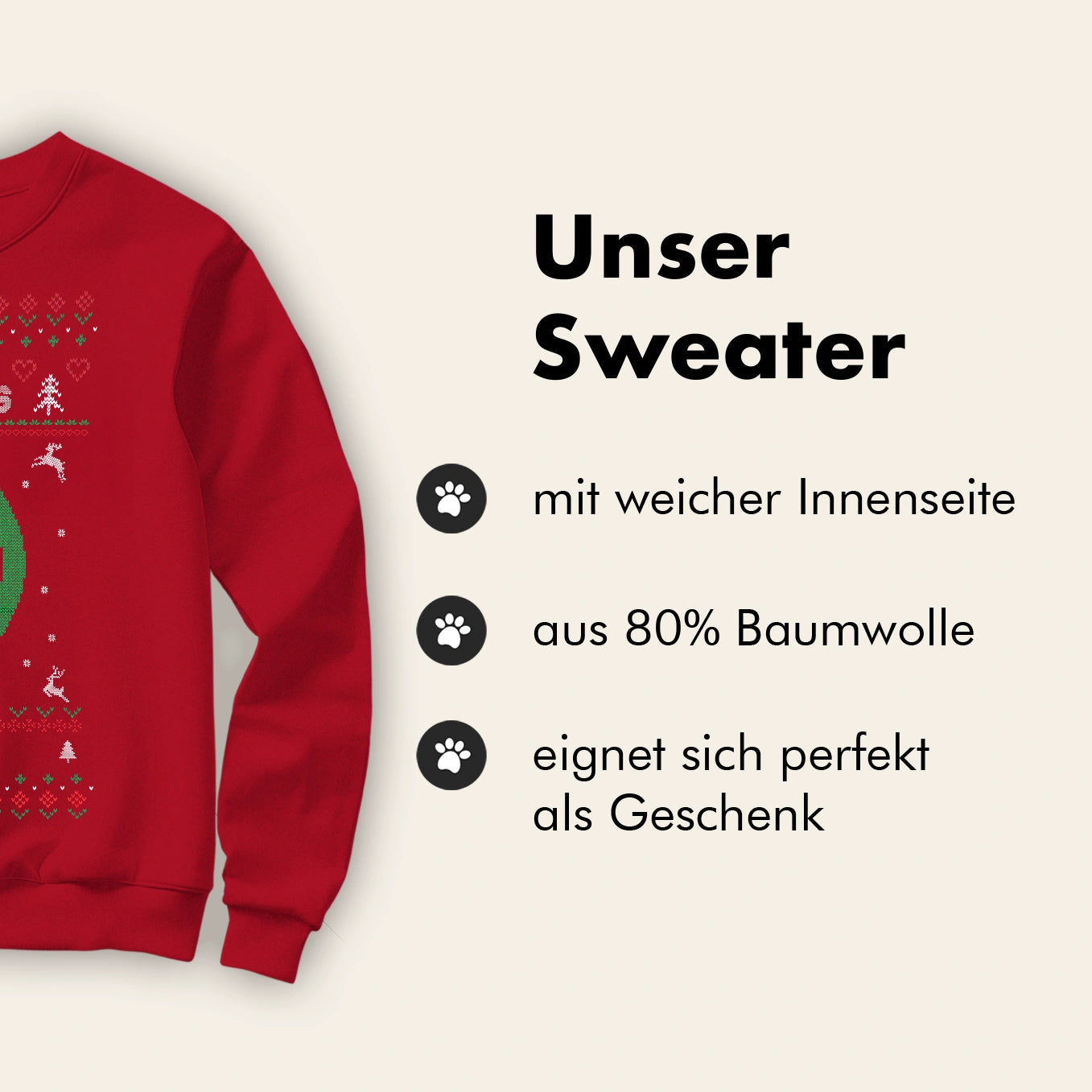 Christmas Sweater mit deinem Hund im Cartoon-Stil
