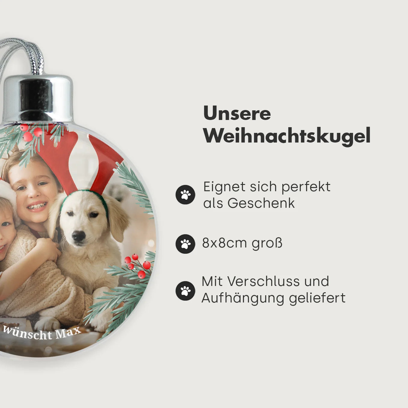 Personalisierte Christbaumkugel "Tannenzweige"