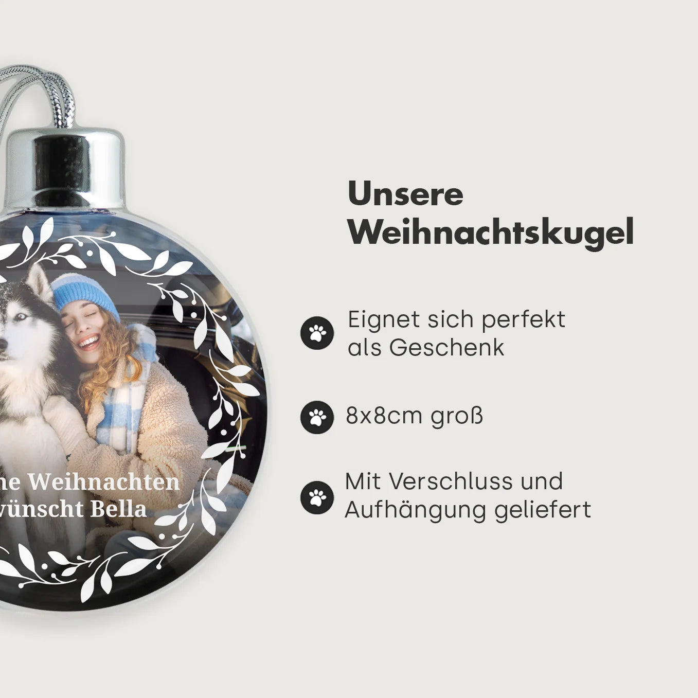 Personalisierte Christbaumkugel "Kranz"