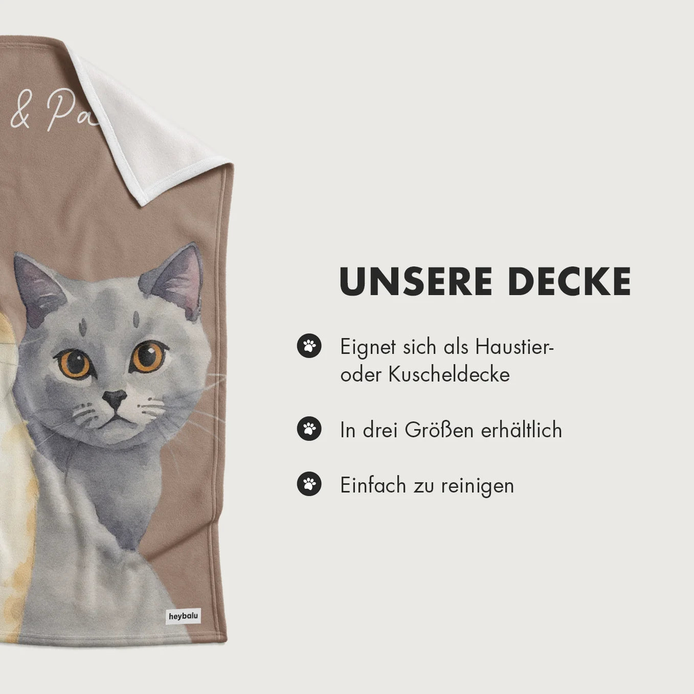 Personalisierte Decke Katze "Portrait"